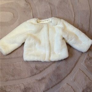 The Children's Place Cream Faux Fur Jacket